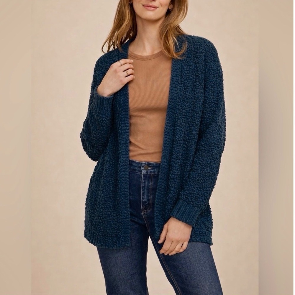 wild fable Blue Popcorn Open Cardigan Sweater